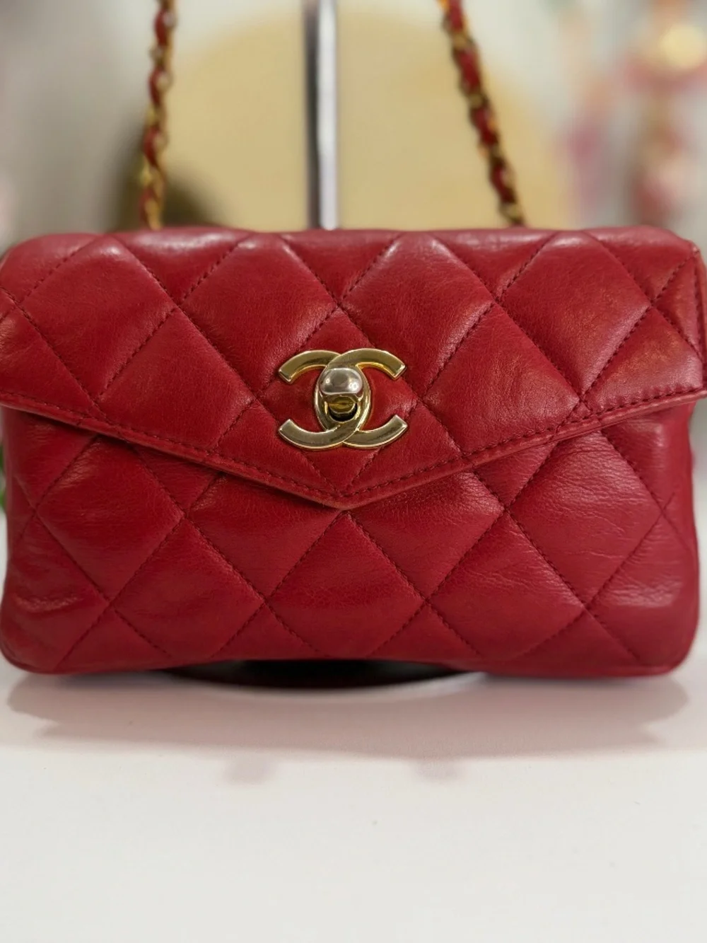 POSH CHANEL RED BUM/FANNY-BELT BAG HANDBAG! (RARE)